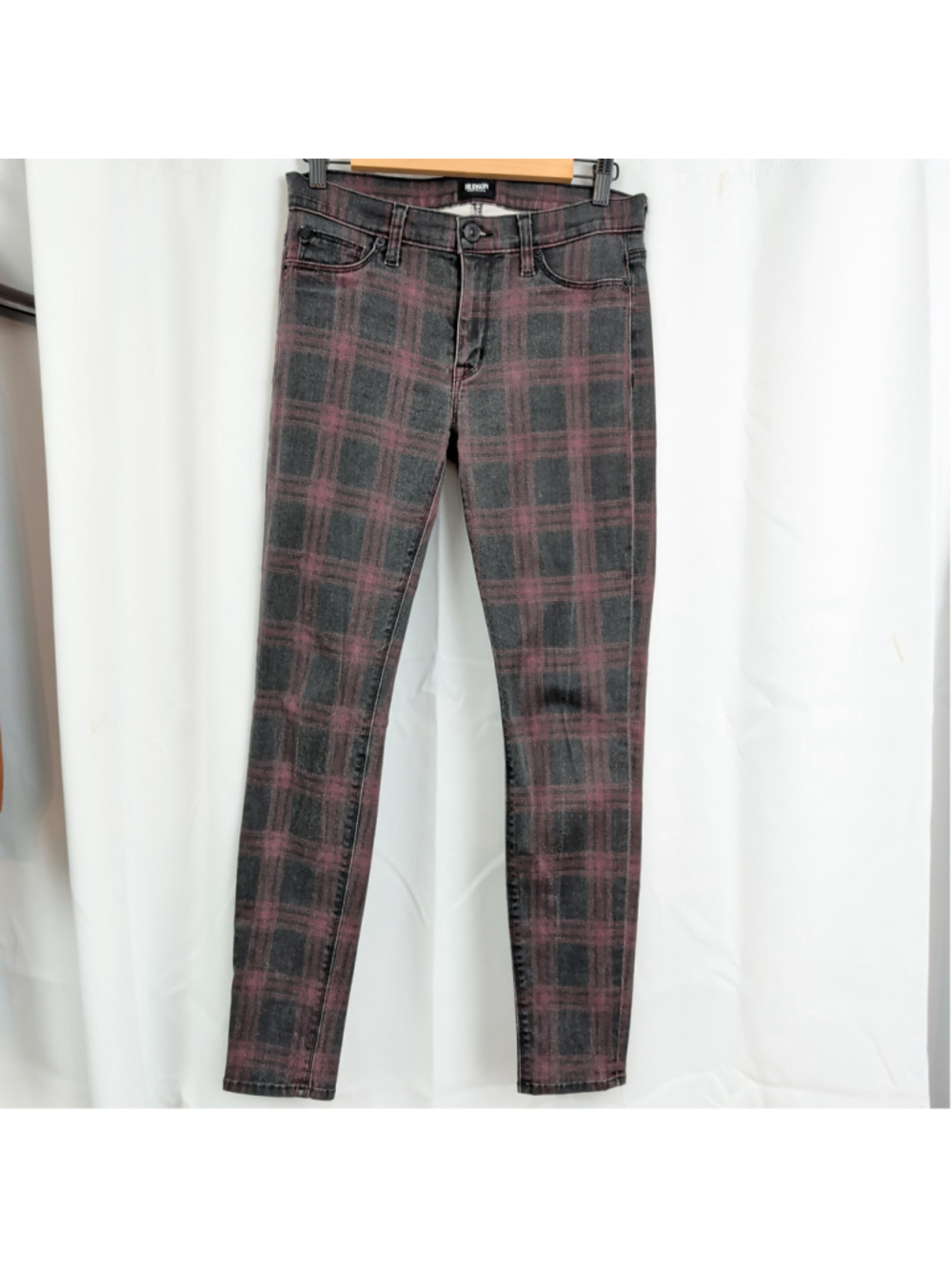 Hudson USA Made Nico Skinny Stretch Plaid Pants 28